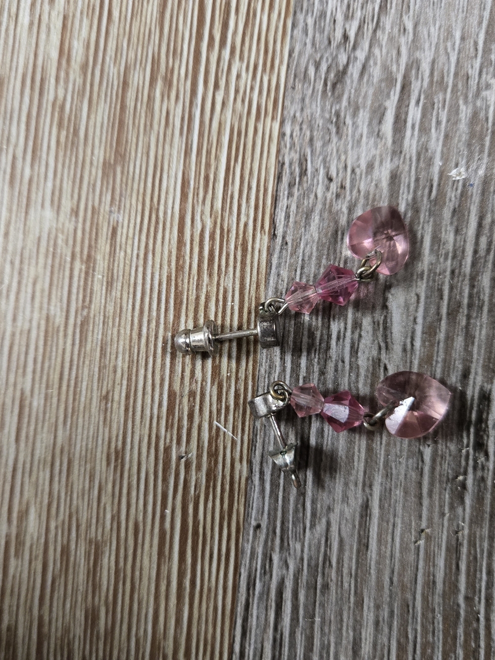 Pink Crystal Drop Stud Earrings - Unbranded